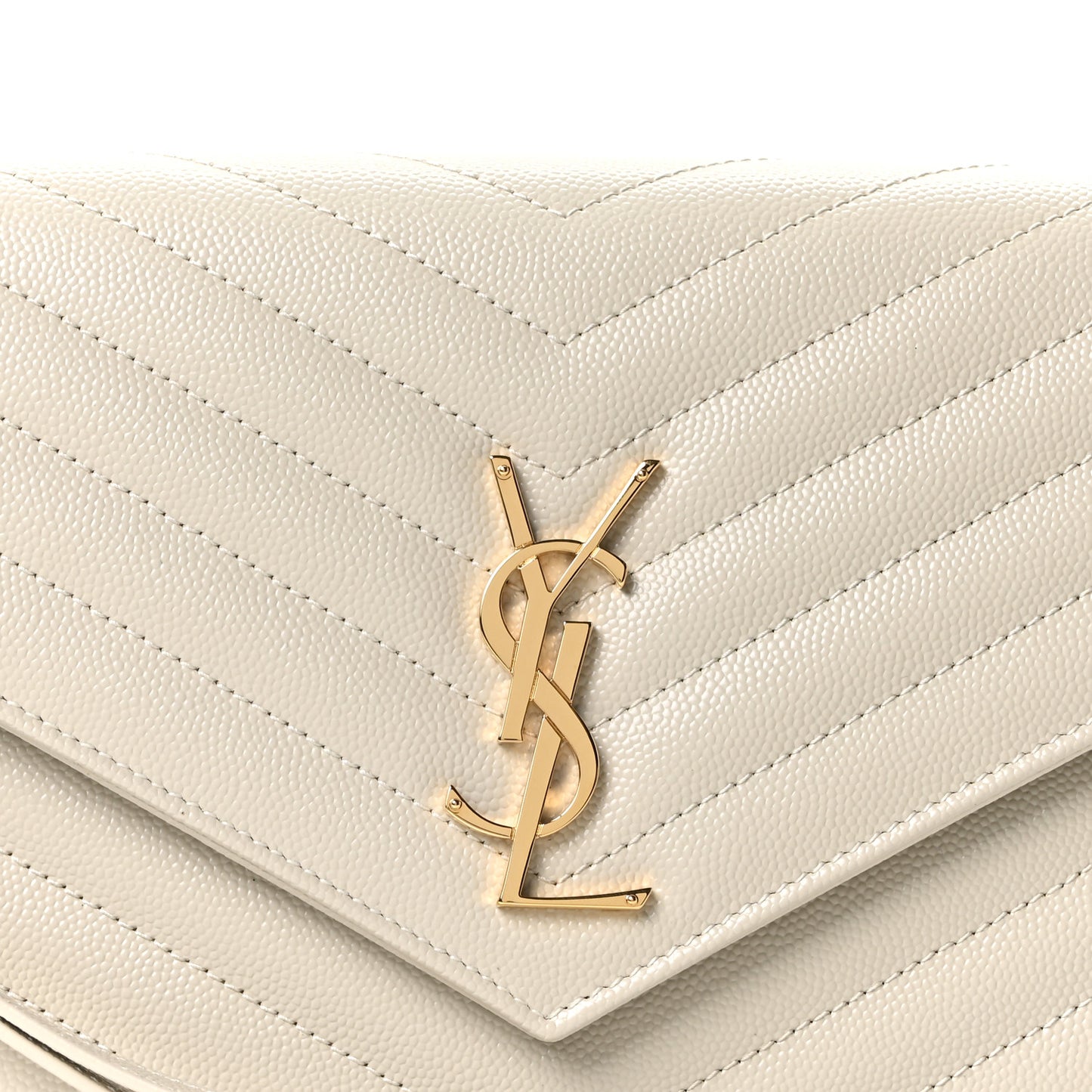 Grain De Poudre Matelasse Chevron Monogram Envelope Clutch Crema Soft