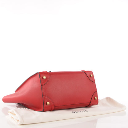 Celine Drummed Calfskin Mini Luggage Coquelicot 4 of 9