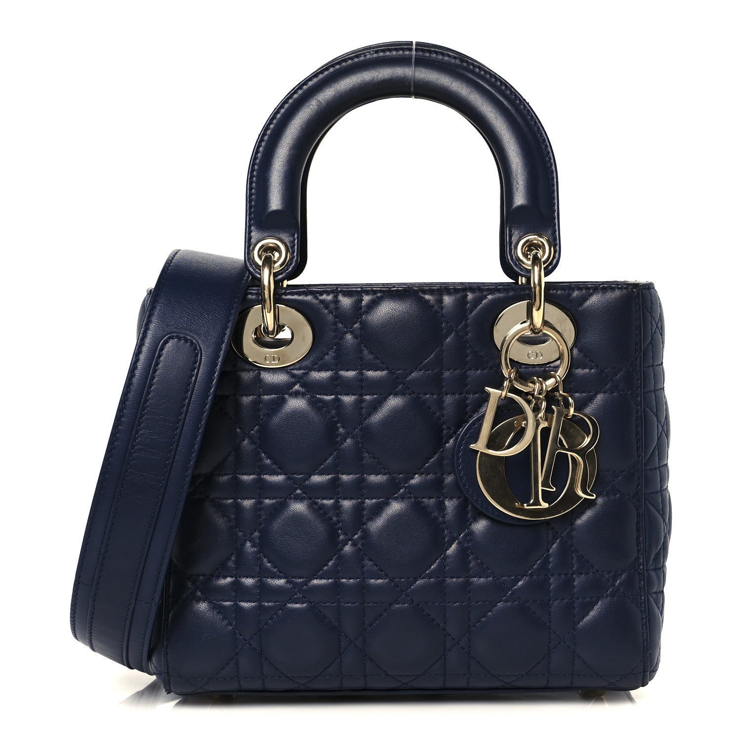 Christian Dior Lambskin Cannage Small Lucky Badges My Lady Dior Navy 1 of 10