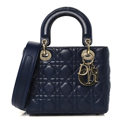 Christian Dior Lambskin Cannage Small Lucky Badges My Lady Dior Navy 1 of 10