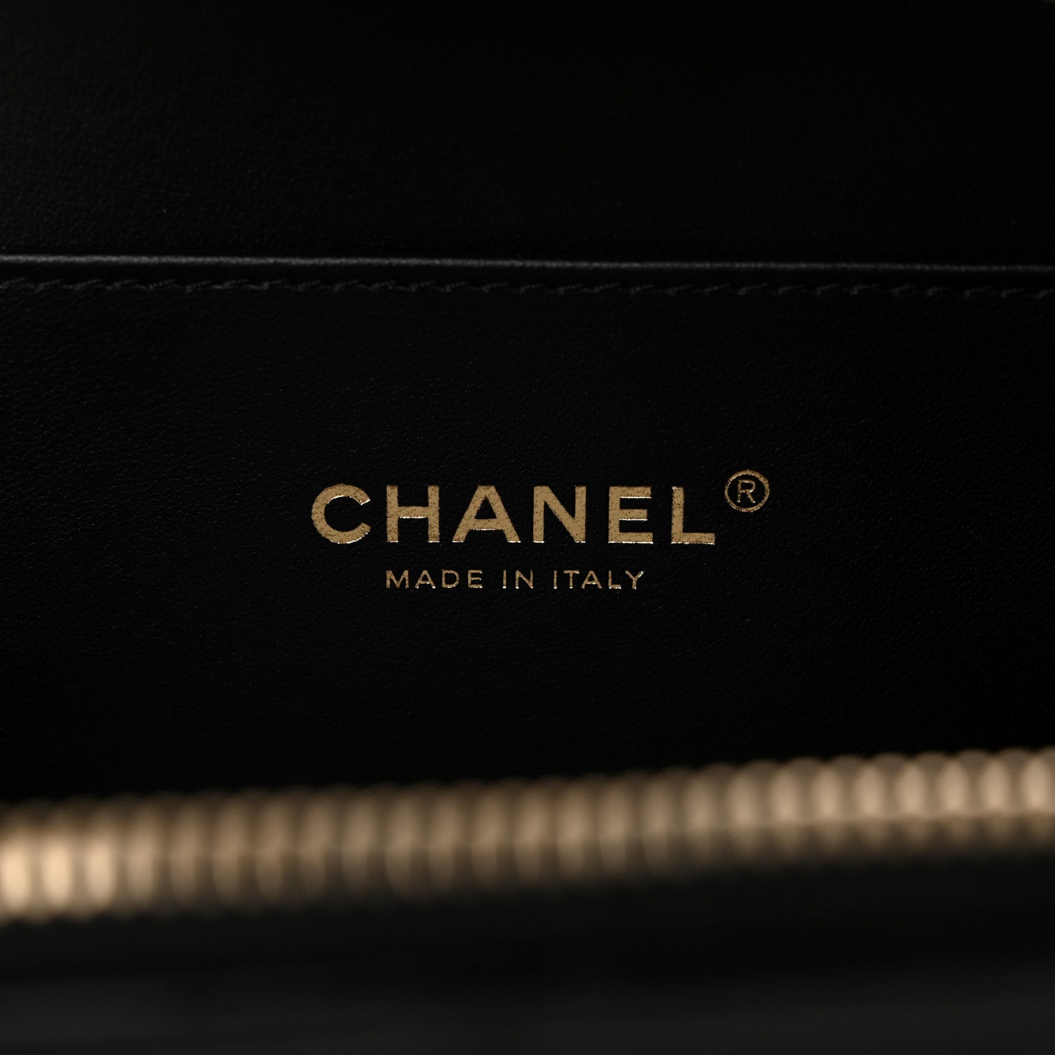 Chanel Shiny Calfskin Quilted Top Handle Vanity Black 7 of 13