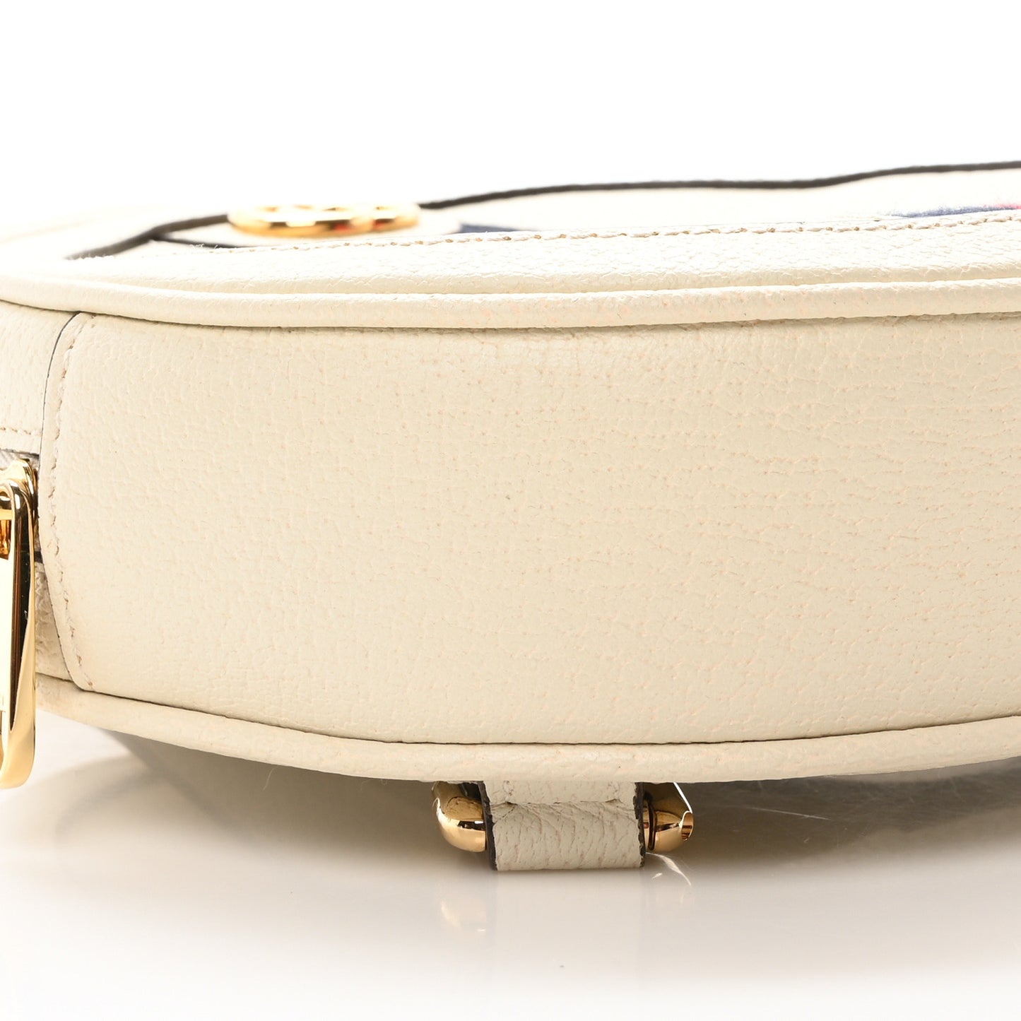 Textured Calfskin Web Mini Ophidia Round Backpack Mystic White