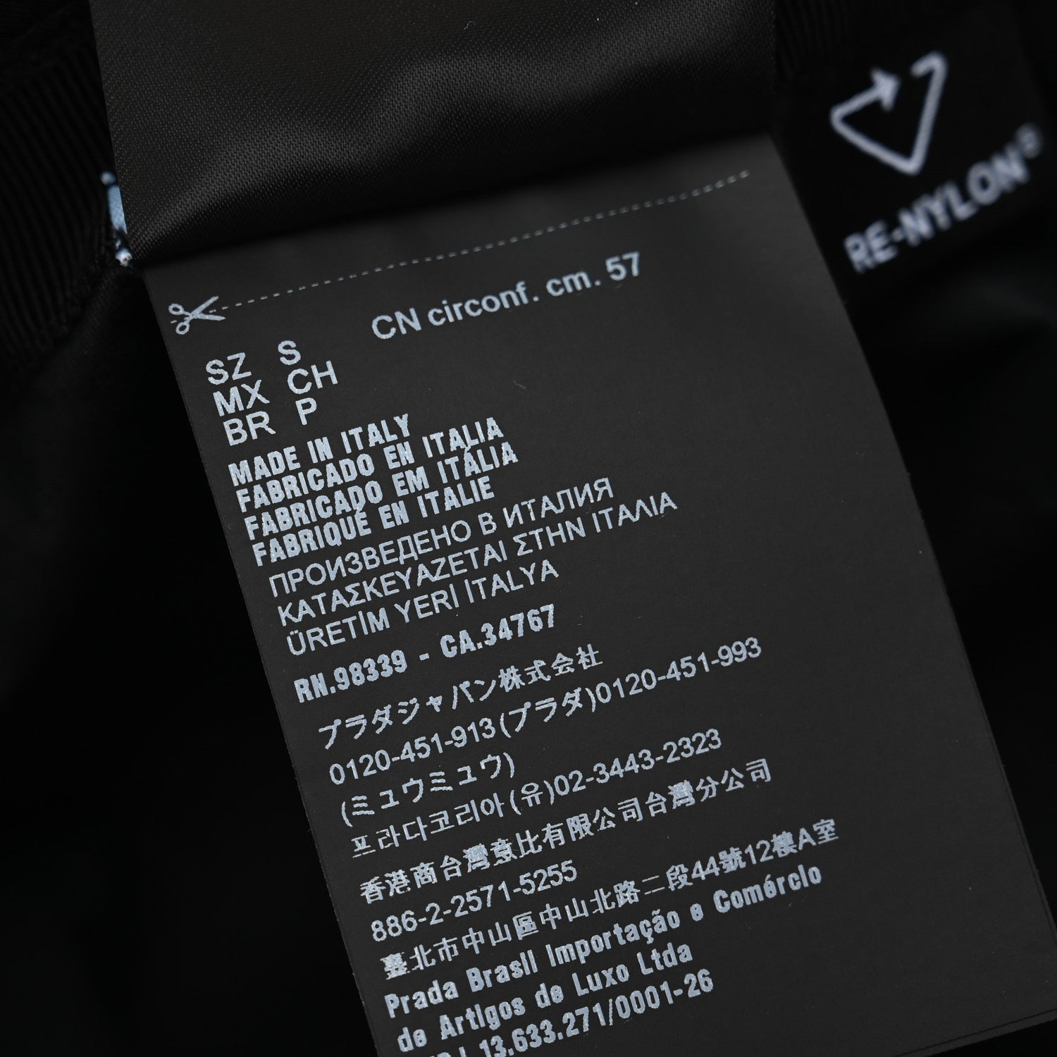 Prada Re-Nylon Metal Triangle Logo Womens Bucket Hat S Black 9 of 10