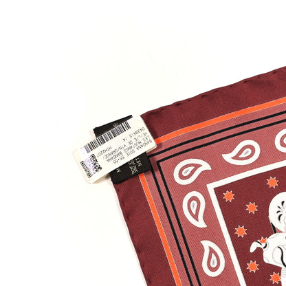 Hermes Silk Les Mustangs Bandana 55 Lie De Vin Orange 4 of 4