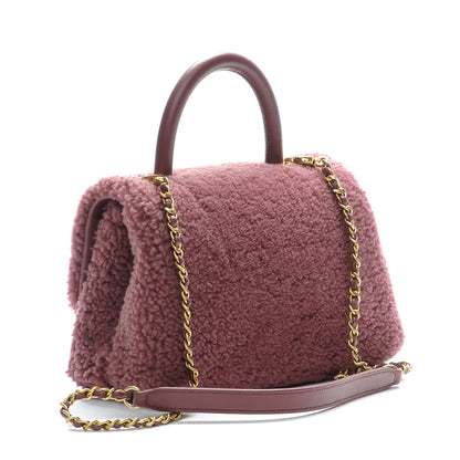 Chanel Shearling Lambskin Small Coco Handle Flap Pink 3 of 8