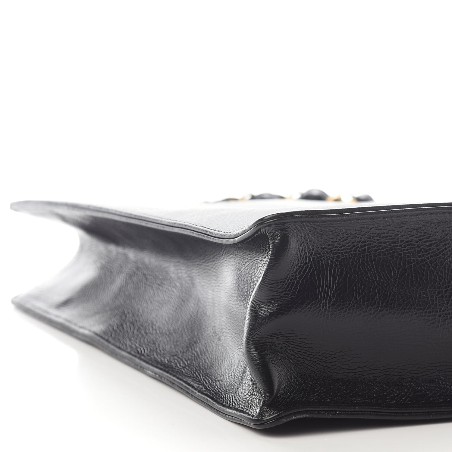 Chanel Shiny Aged Calfskin North South Shopping Bag Black 7 of 8