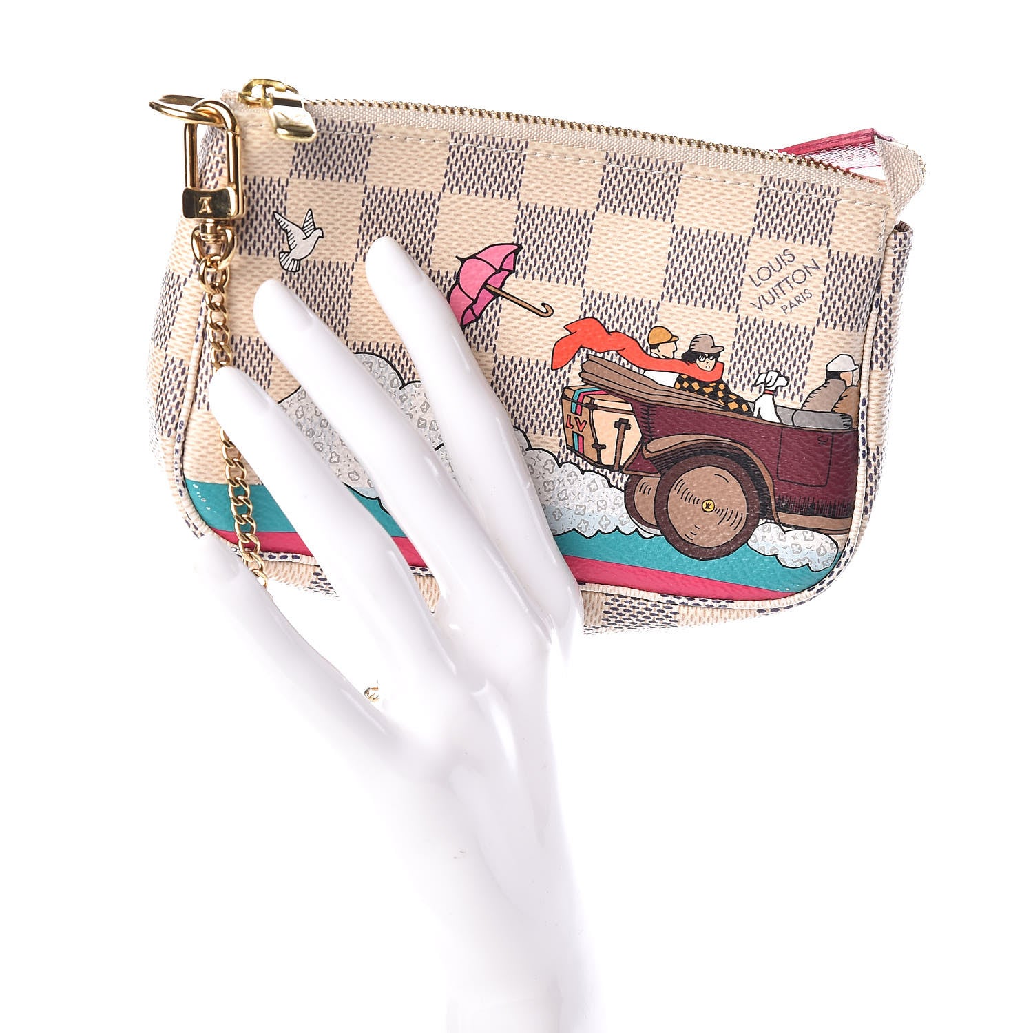 Louis Vuitton Damier Azur 2015 Christmas Animation Mini Pochette Accessories 2 of 9