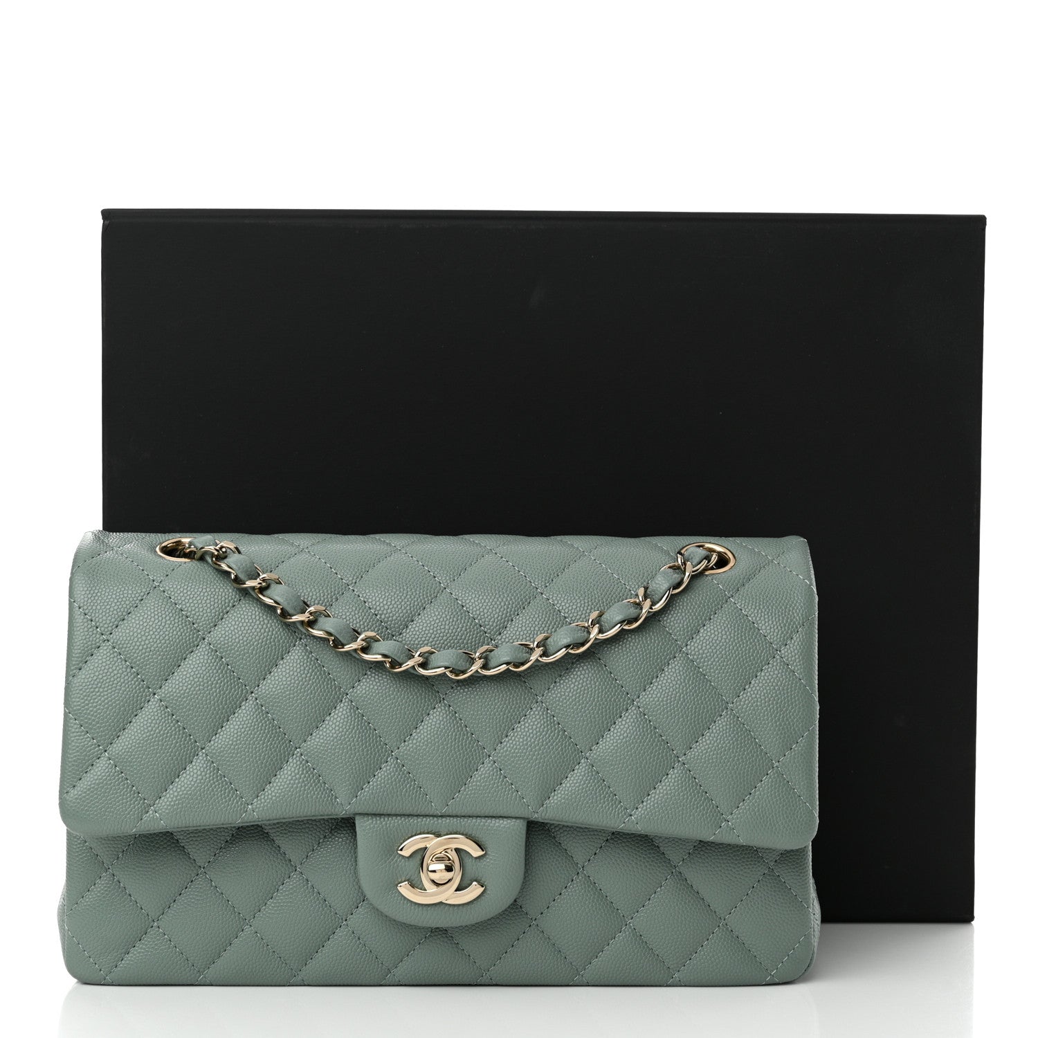 Chanel Caviar Quilted Medium Double Flap Green 11 of 11