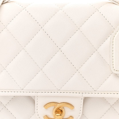 Chanel Caviar Quilted School Memory Small Top Handle Flap White 8 of 10