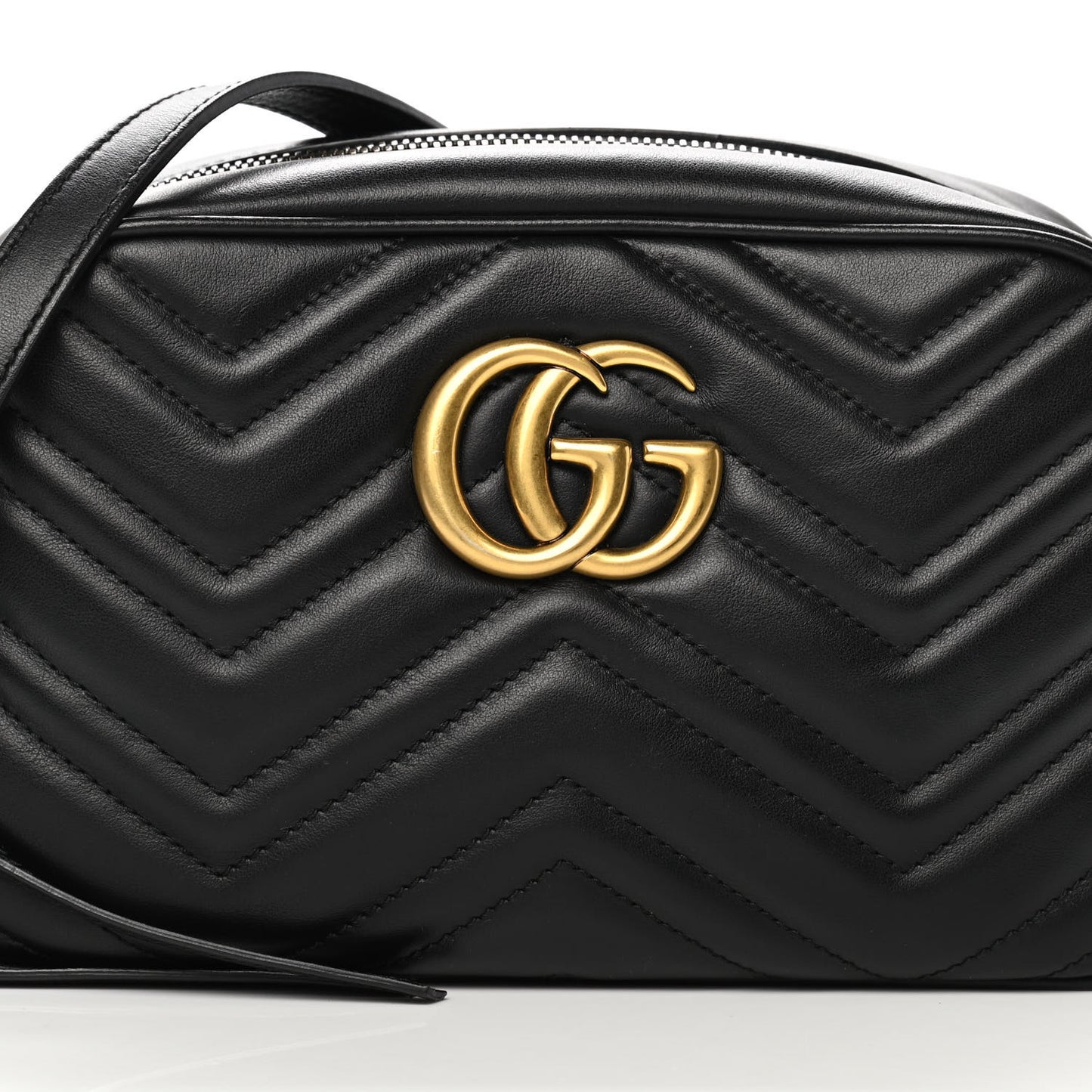 Calfskin Matelasse Small GG Marmont Chain Shoulder Bag Black