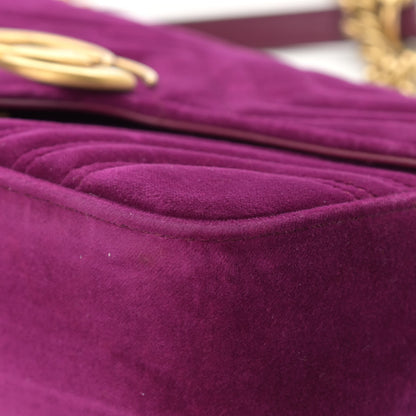 Gucci Velvet Matelasse Small GG Marmont Shoulder Bag Fuchsia Violet Cyclamen 10 of 17