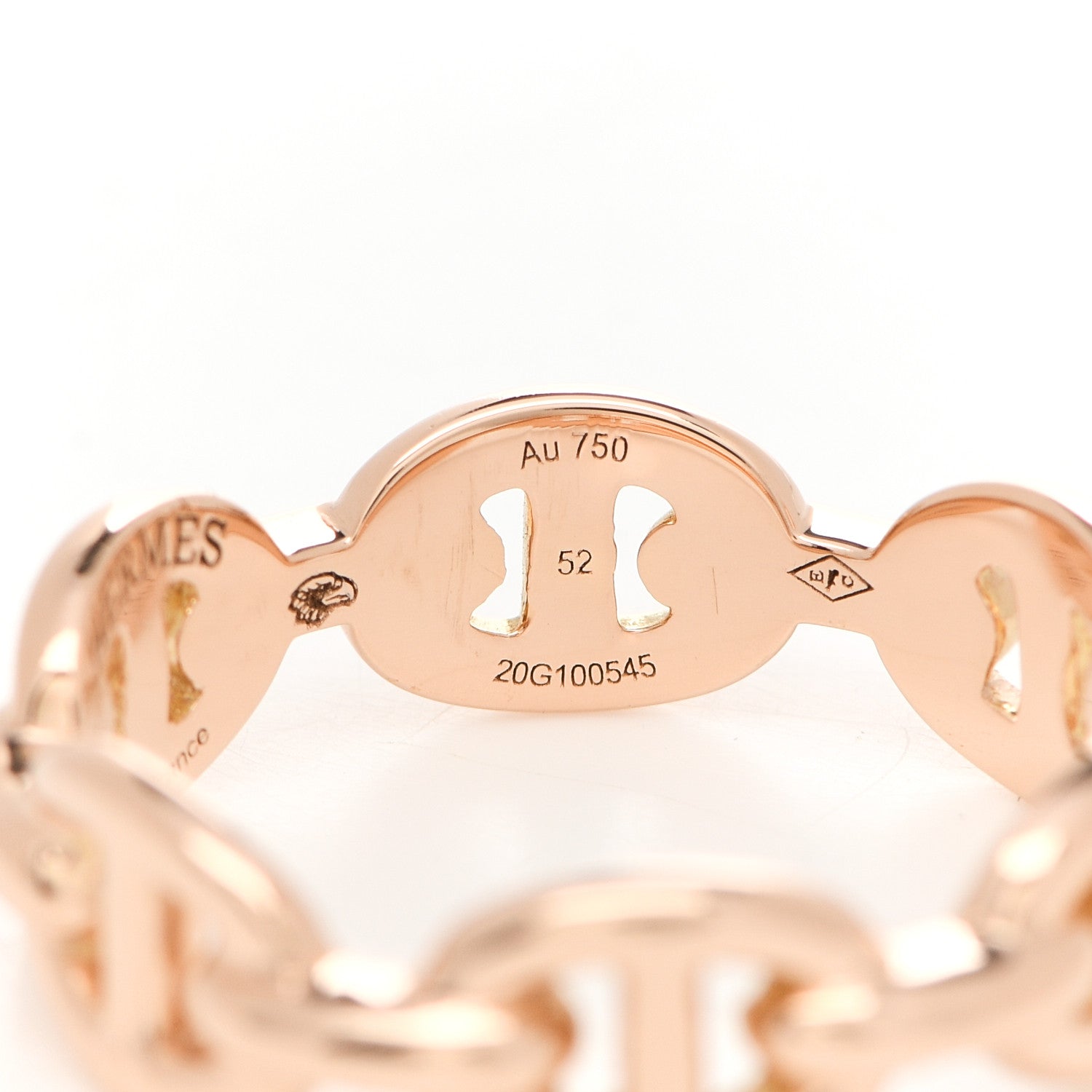 Hermes 18K Rose Gold PM Chaine D'Ancre Enchainee Ring 52 6 4 of 5