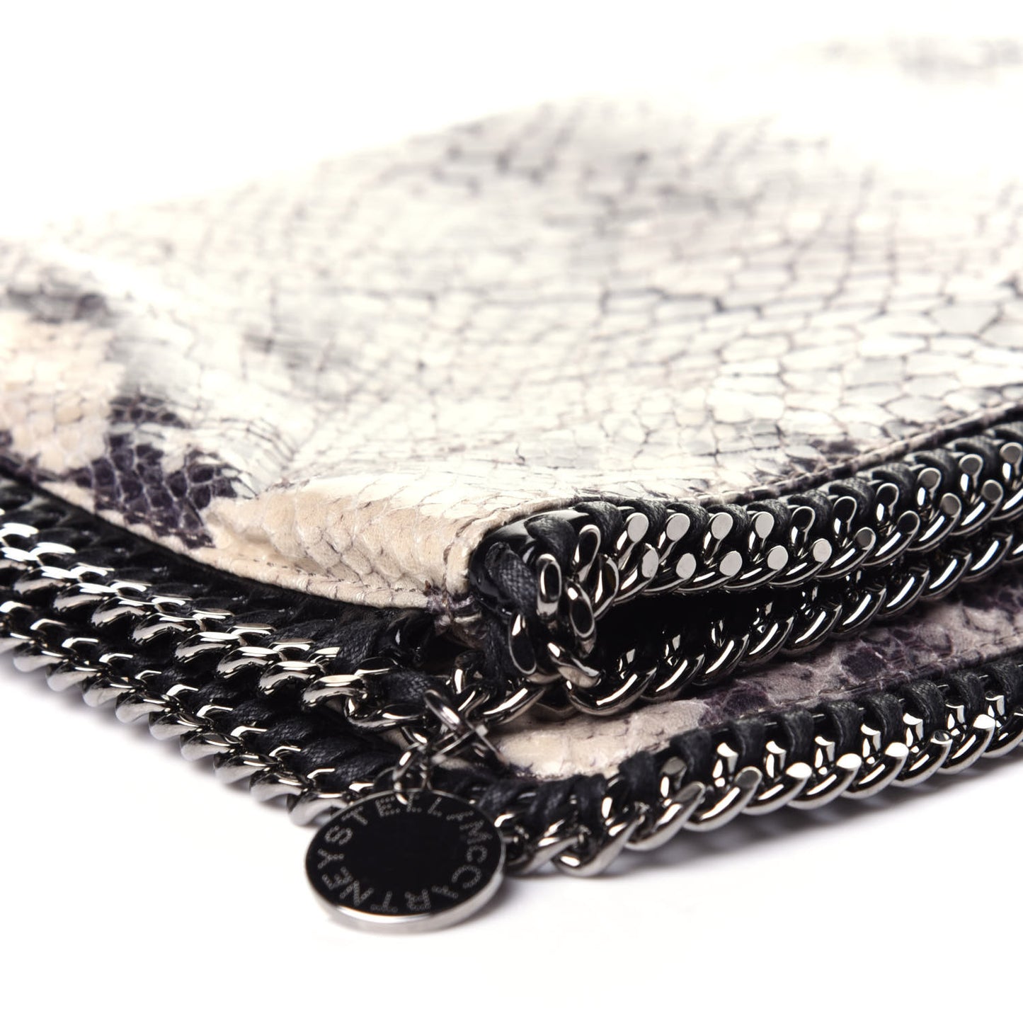 Eco Python Falabella Fold Over Clutch Grey