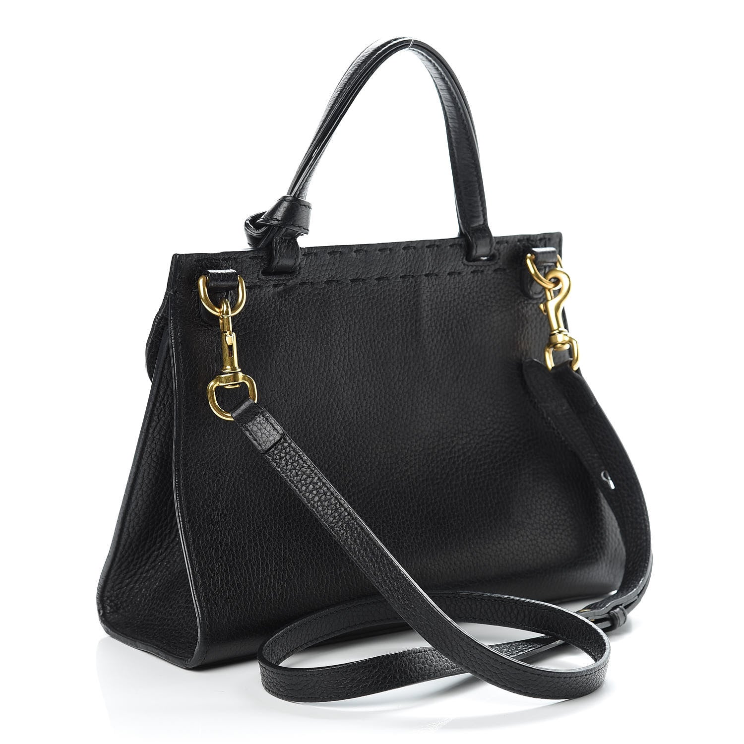 Gucci Calfskin Mini GG Marmont Top Handle Bag Black 3 of 12
