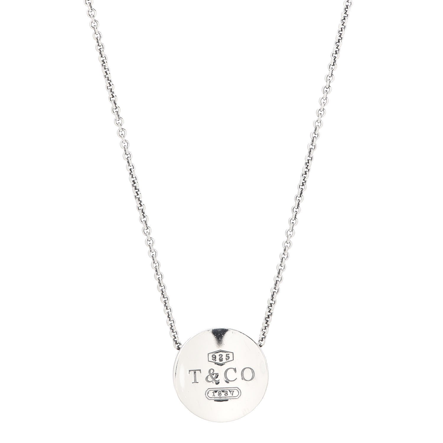 Tiffany Sterling Silver 1837 Round Pendant Necklace 1 of 6