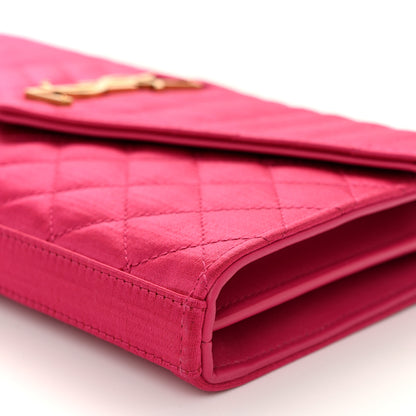 Saint Laurent Satin Mixed Matelasse Triquilt Monogram Chain Wallet Guava 9 of 9