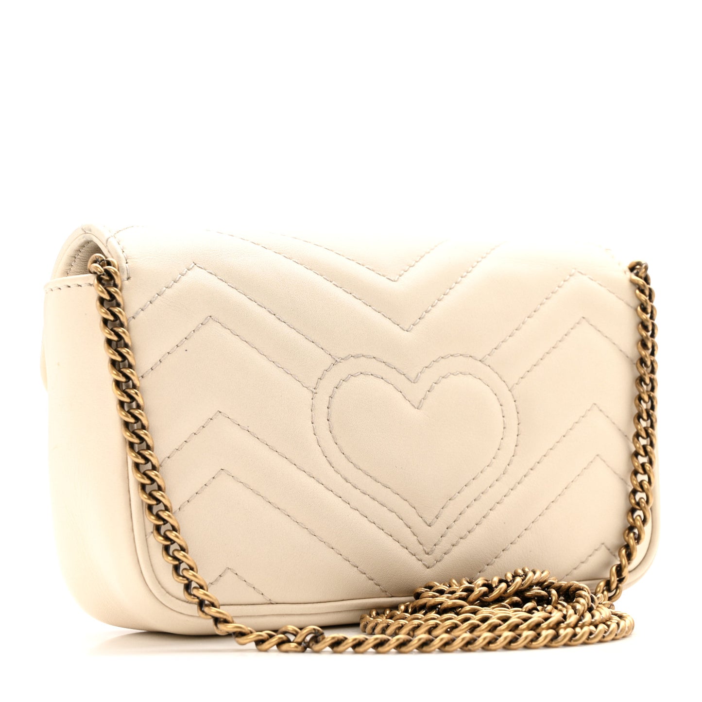 Calfskin Matelasse Super Mini GG Marmont Shoulder Bag White