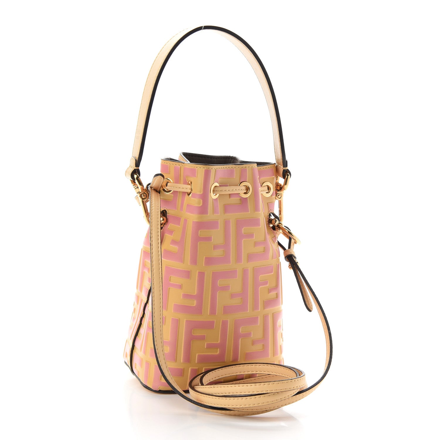 Fendi Vitello Liberty F is Fendi Bi-Color FF 1974 Embossed Mini Mon Tresor Bucket Bag Savana Lollypop 3 of 9