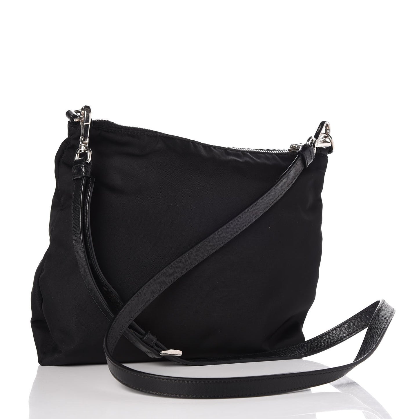 Nylon Saffiano Flat Messenger Bag Black