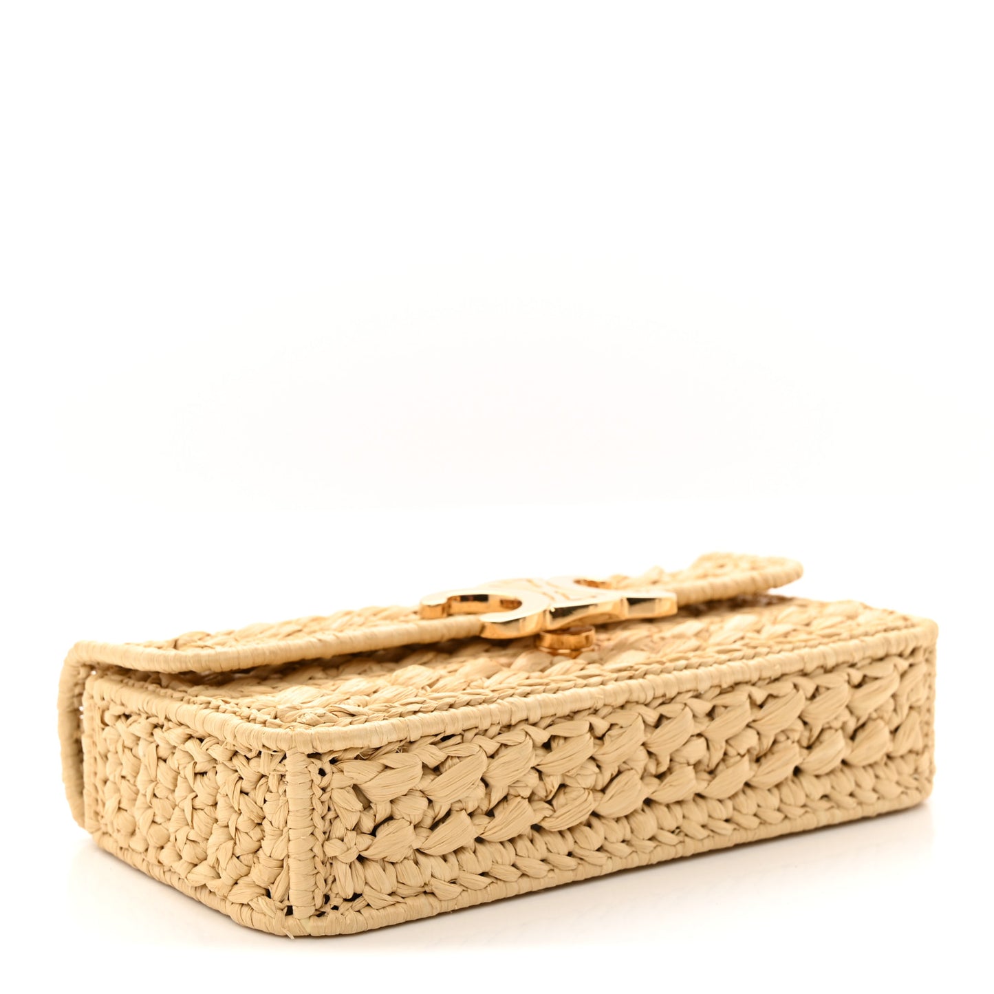 Raffia Effect Claude Chain Shoulder Bag Natural