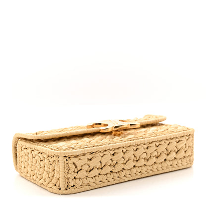 Celine Raffia Effect Claude Chain Shoulder Bag Natural 4 of 10
