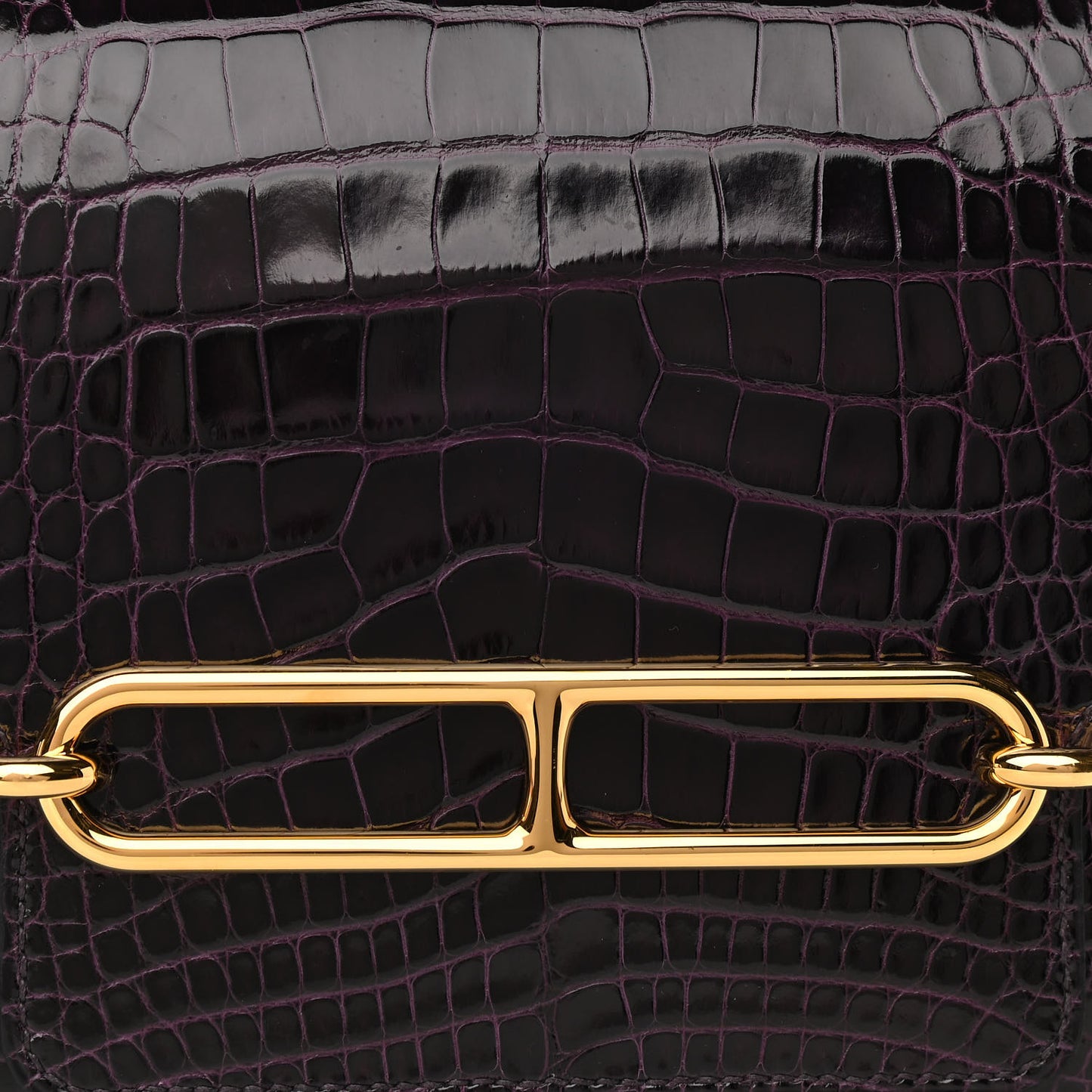 Shiny Alligator Mini Sac Roulis Prunoir