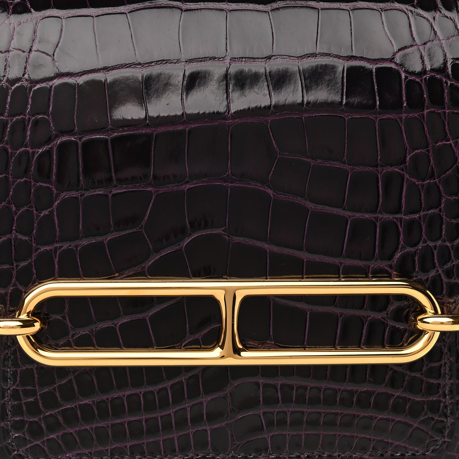 Hermes Shiny Alligator Mini Sac Roulis Prunoir 7 of 10