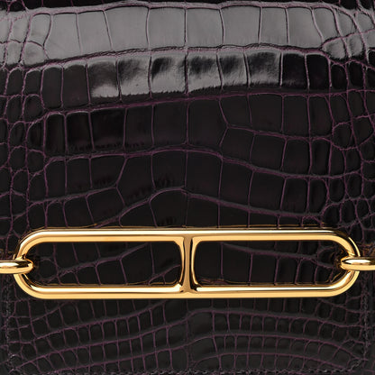 Hermes Shiny Alligator Mini Sac Roulis Prunoir 7 of 10