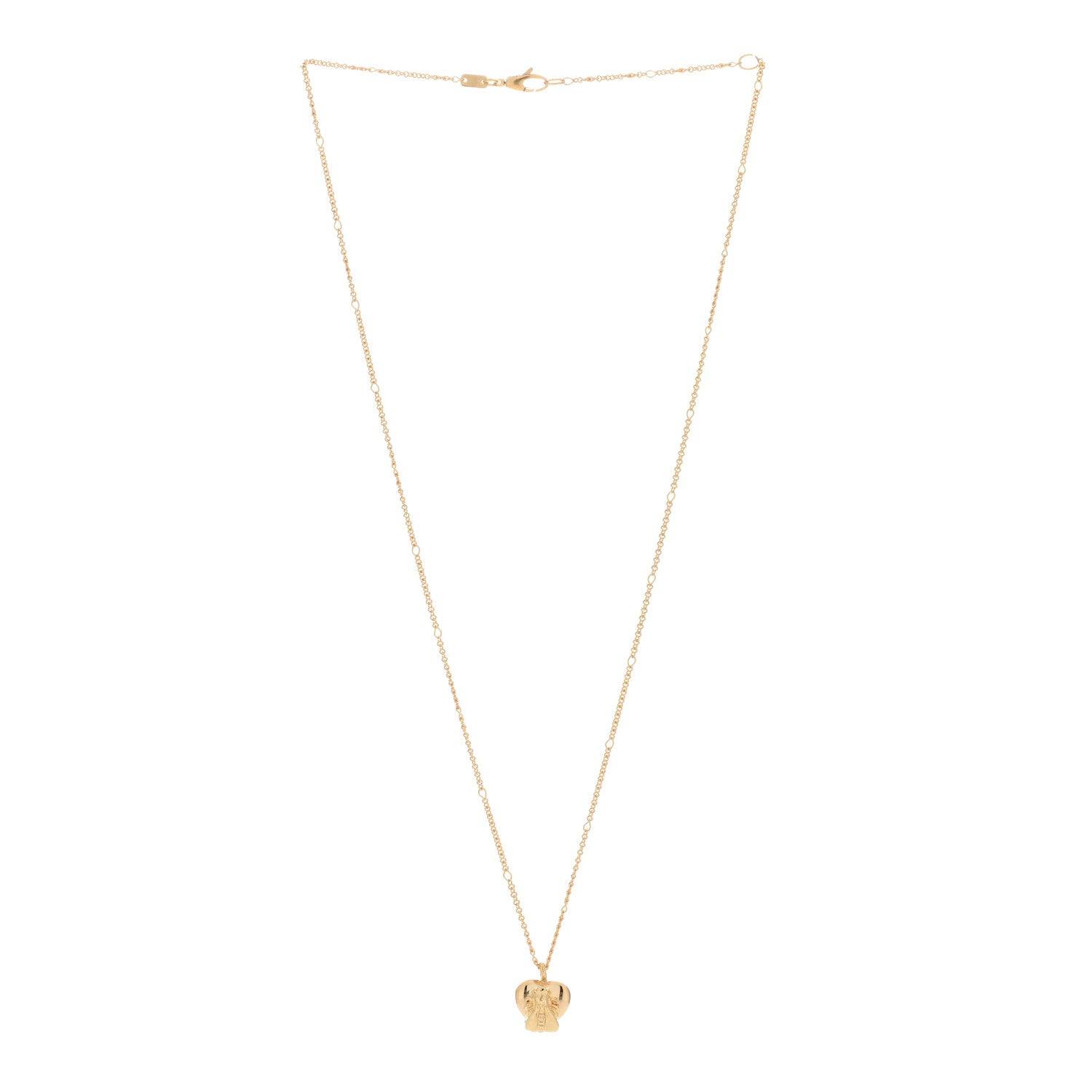 Gucci 18K Yellow Gold Le Marche Des Merveilles Bee Heart Pendant Necklace 1 of 4