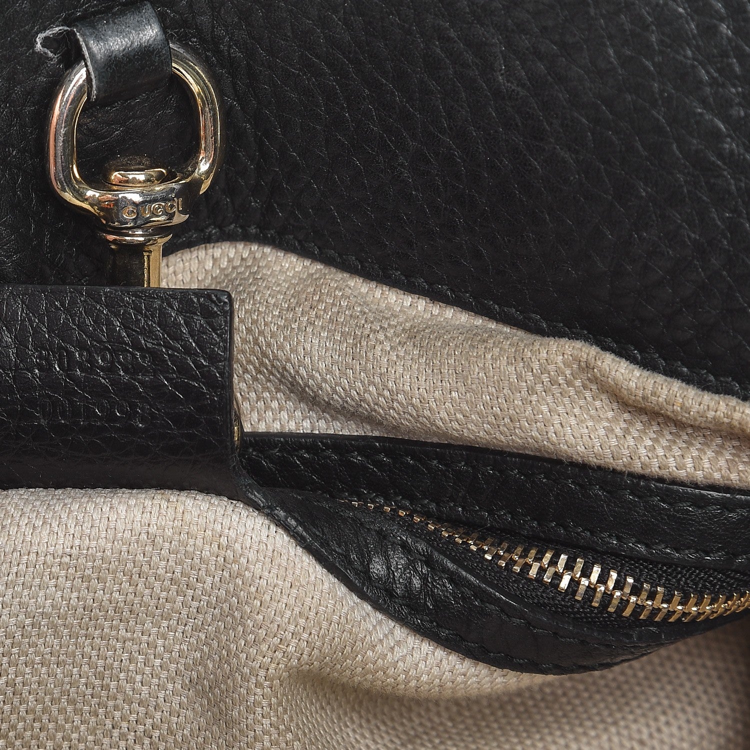 Gucci Pebbled Calfskin Medium Soho Chain Shoulder Bag Black 7 of 16