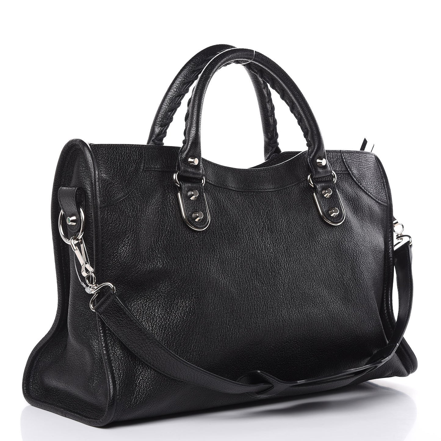 Chevre Silver Metallic Edge Hardware City Black