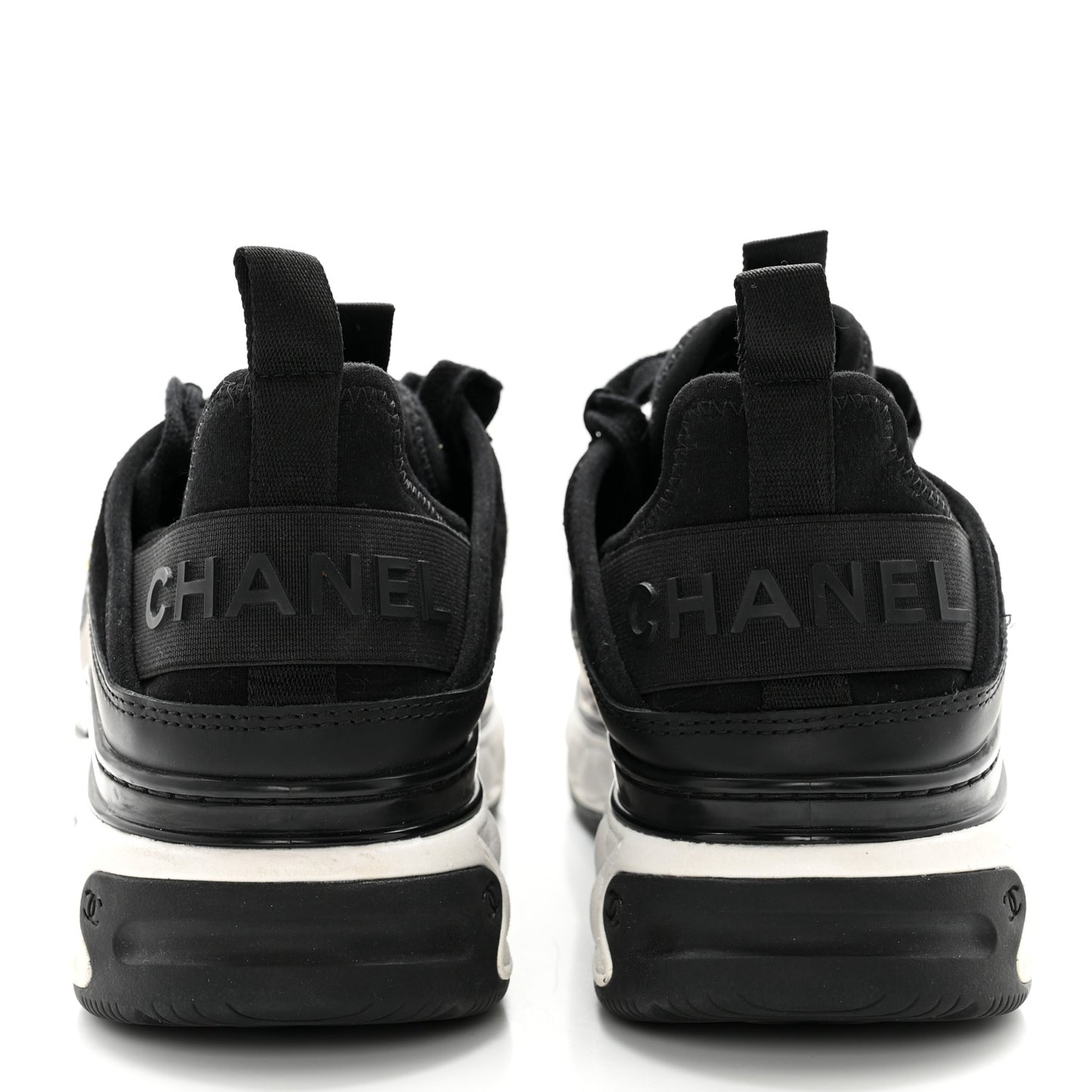 Velvet Calfskin Mixed Fibers CC Sneakers 37 Black