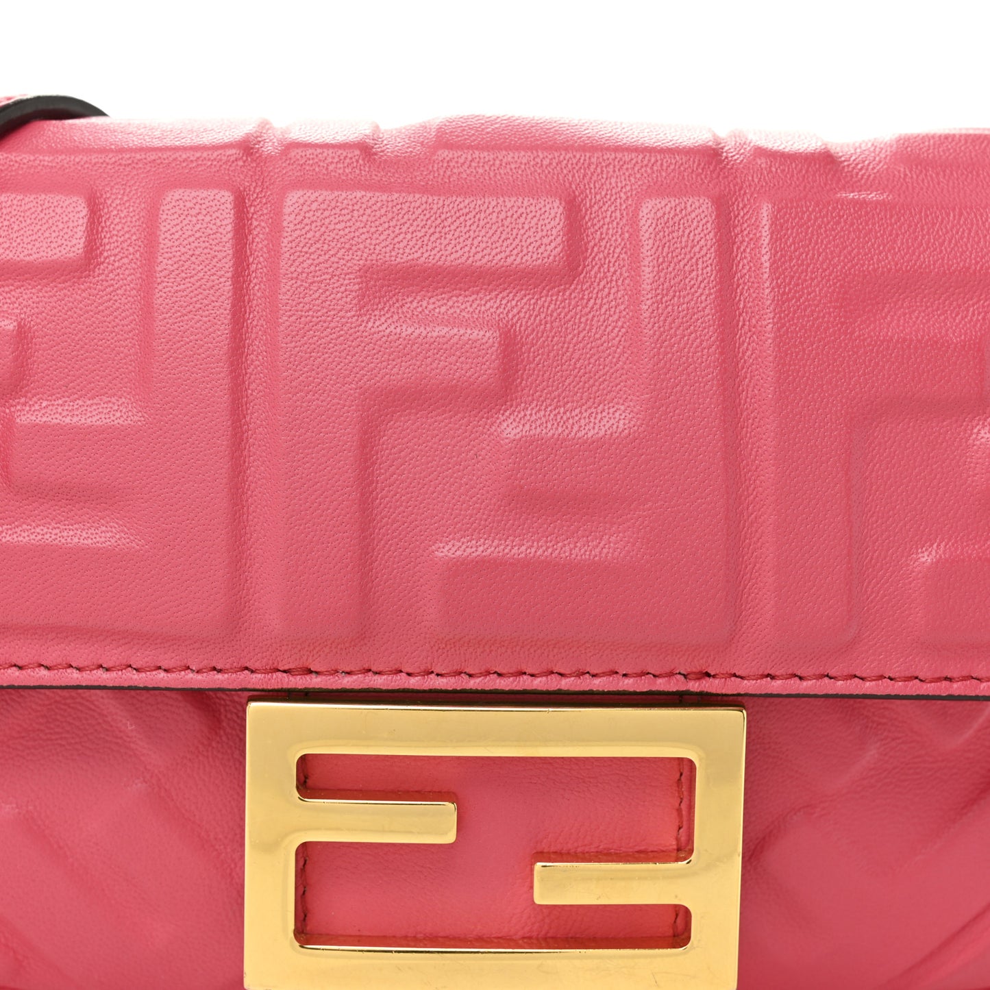 Nappa FF 1974 Embossed Mini Baguette Lampone