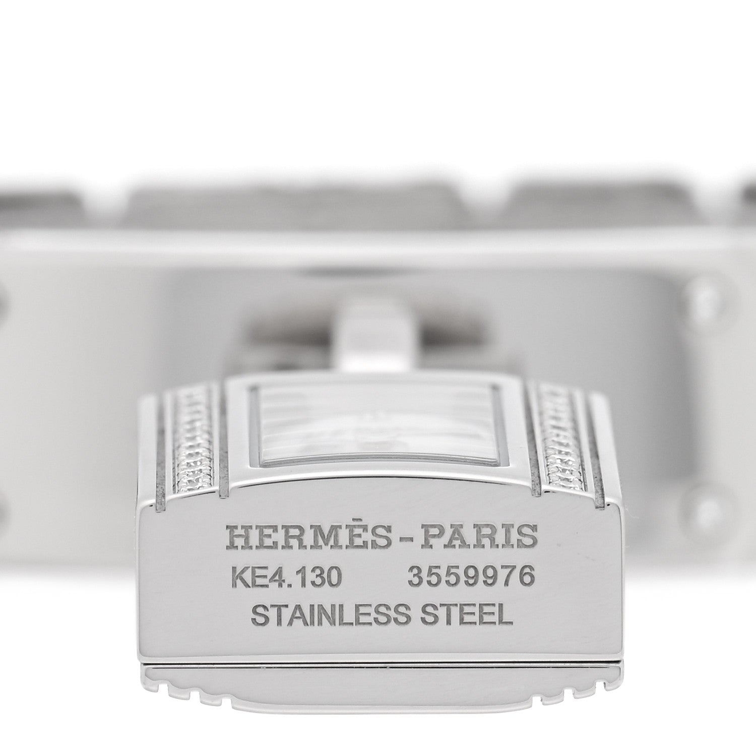Hermes Stainless Steel Diamond 16mm Kelly Quartz Watch 4 of 5