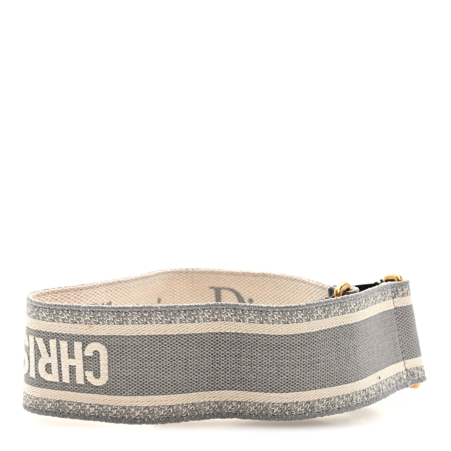 Christian Dior Canvas Embroidered Shoulder Strap Grey 2 of 4