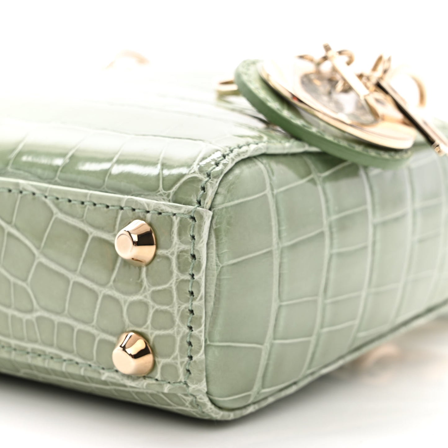 Shiny Crocodile Micro Lady Dior Green