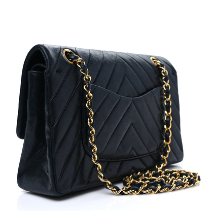 Chanel Lambskin Chevron Quilted Medium Double Flap Navy 3 of 8