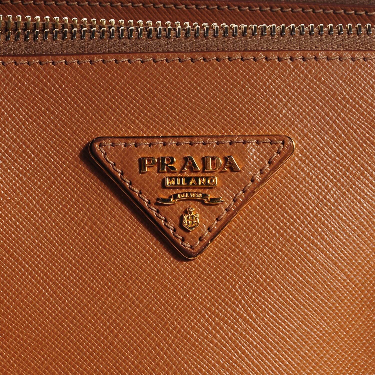 Prada Saffiano Lux Medium Double Zip Tote Caramel 6 of 10