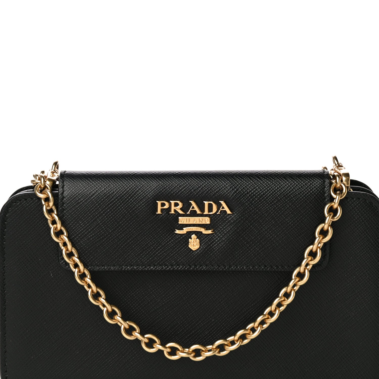 Prada Saffiano Chain Wallet Black 8 of 11