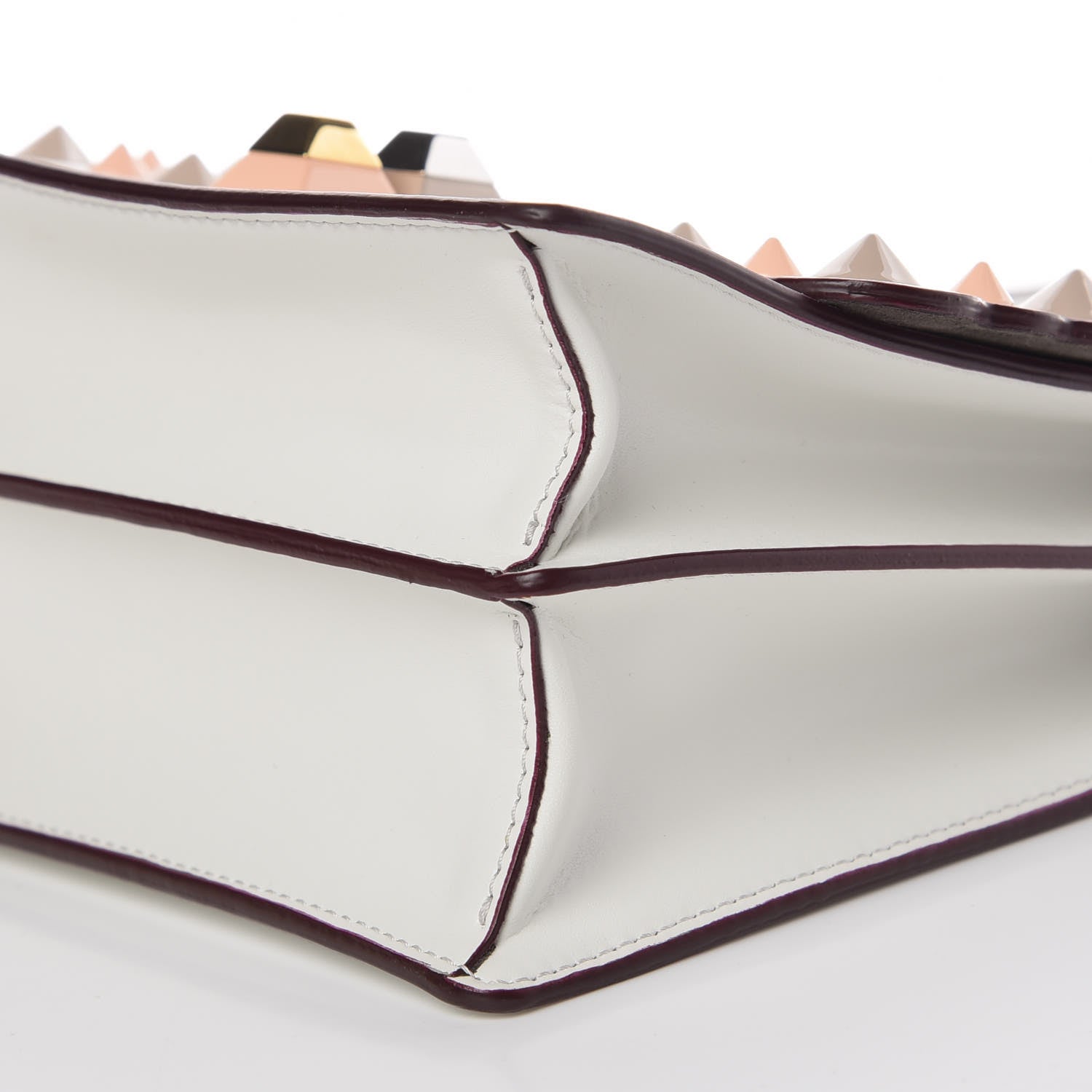 Fendi Vitello Liberty Scalloped Multi Studded Small Kan I Shoulder Bag White Ice Multicolor 9 of 9