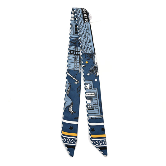 Silk Candy Doll Hermes-Paris Station Twilly Bleu Ardoise Jaune