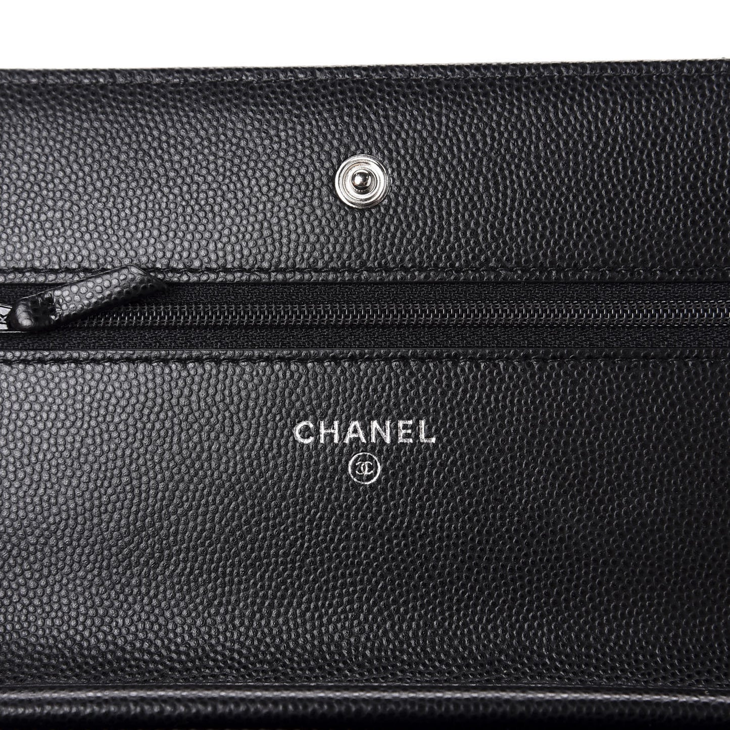 Caviar Chevron Quilted Wallet On Chain WOC Black