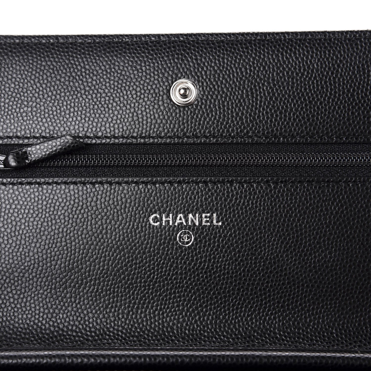 Chanel Caviar Chevron Quilted Wallet On Chain WOC Black 8 of 14