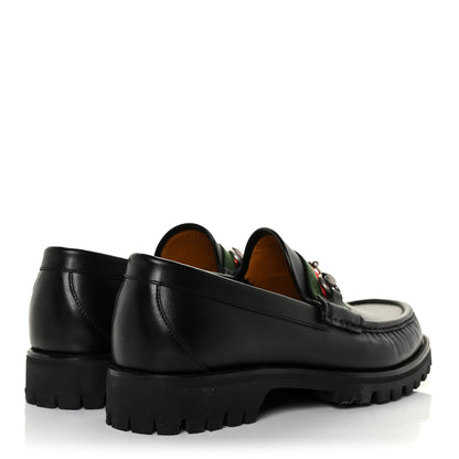 Gucci Cirano Lux Web Mens Horsebit Lug Sole Loafers 8.5 Black 4 of 9
