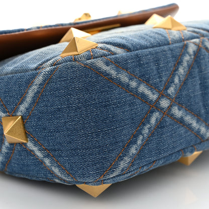 Valentino Garavani Denim Medium Roman Stud Shoulder Bag Light Denim Selleria 8 of 9