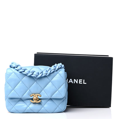 Chanel Lambskin Quilted Mini Lacquered Chain Flap Light Blue 12 of 12