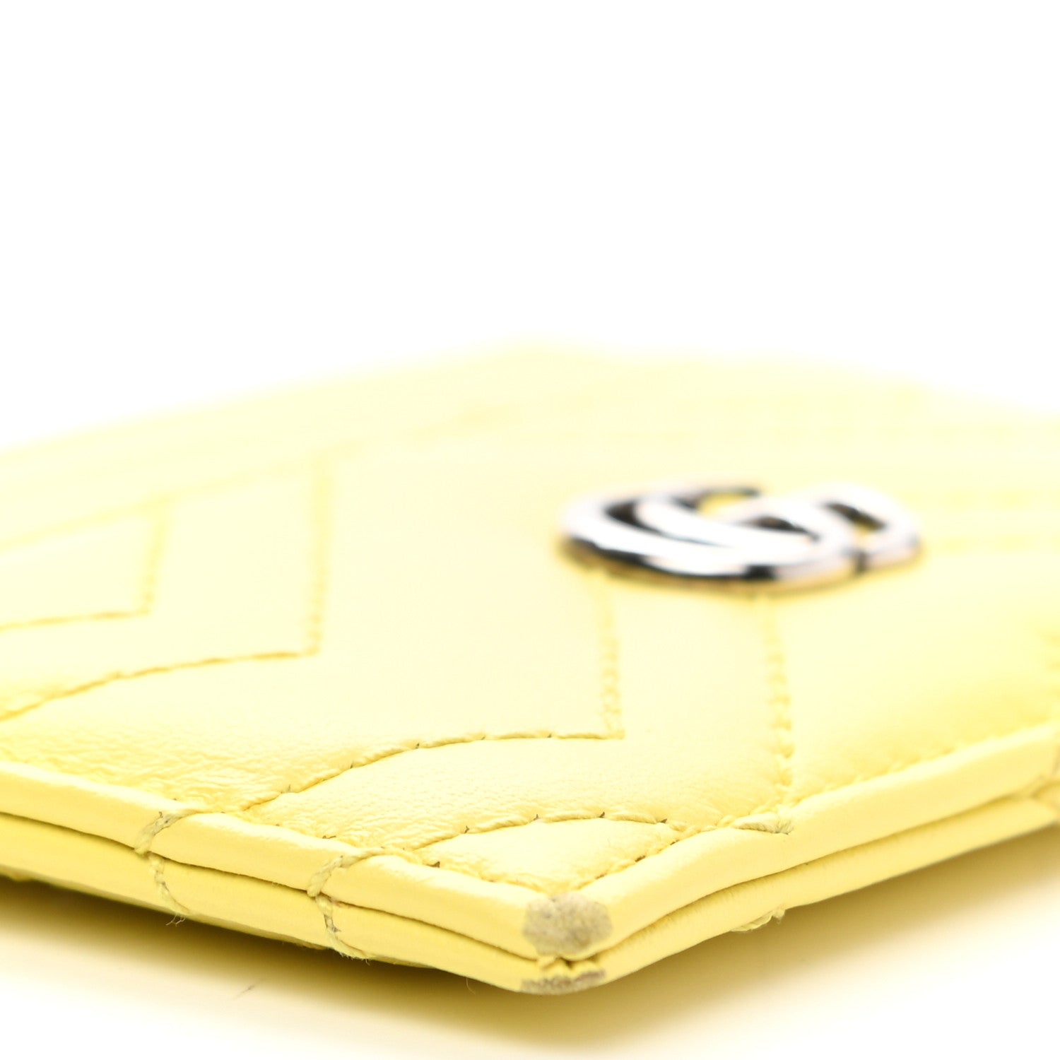 Gucci Calfskin Matelasse GG Marmont Card Holder Banana 7 of 10
