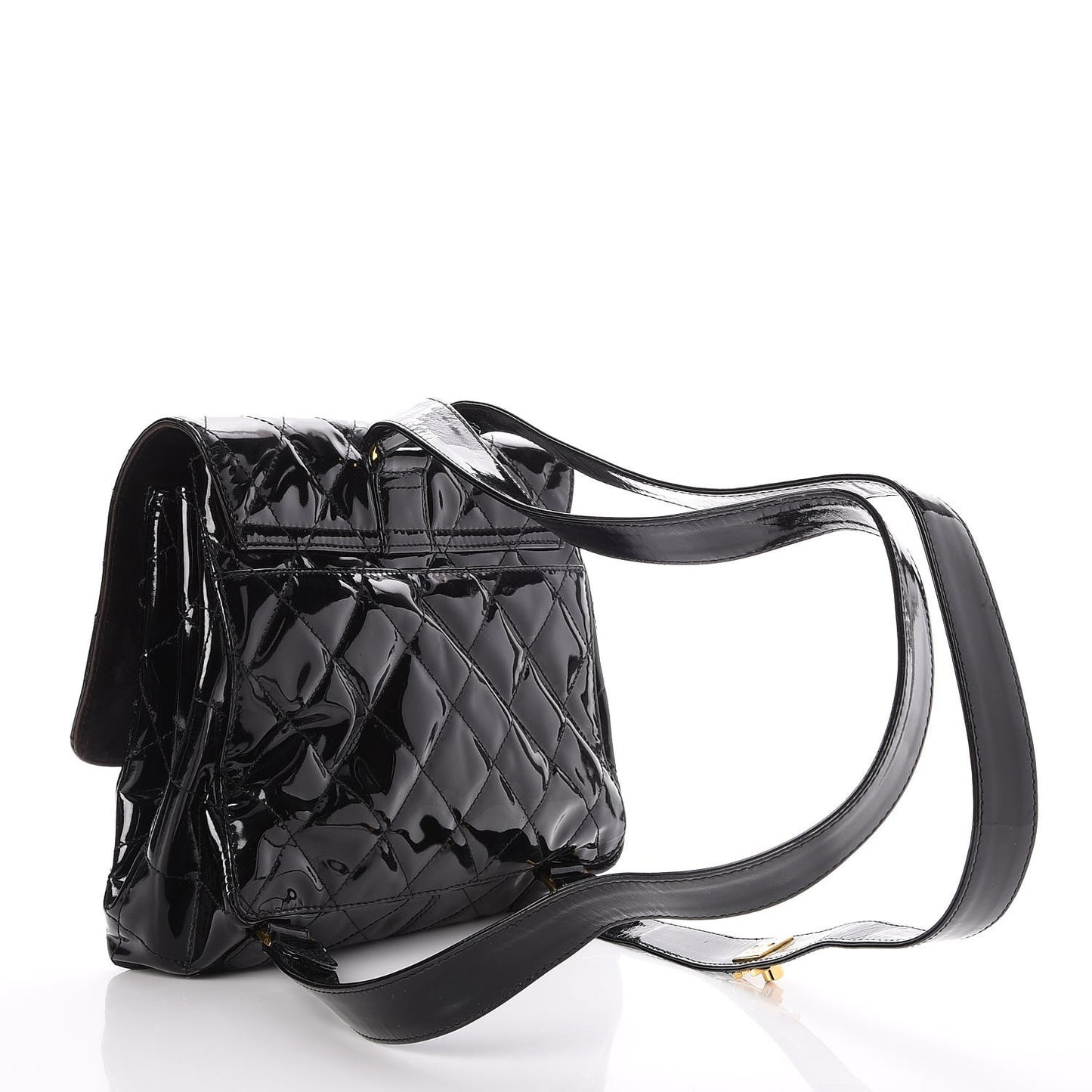 Patent Quilted Backpack Black