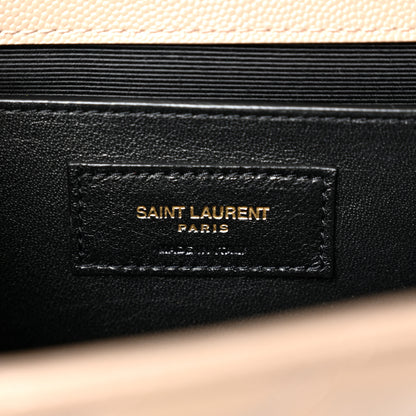 Saint Laurent Grain De Poudre Textured Mixed Matelasse Triquilt Medium Monogram Satchel Dusty Grey 6 of 9