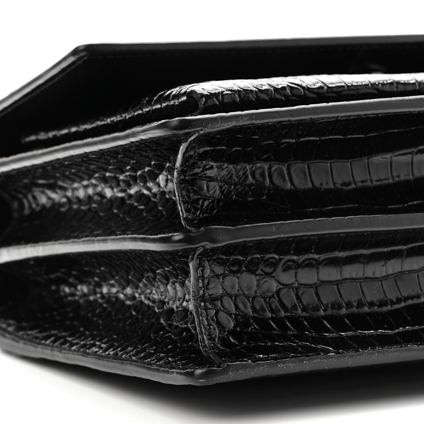 Calfskin Crocodile Embossed Medium Monogram Sunset Black